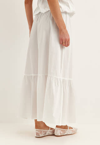 Flounce Detail Cotton Skirt
