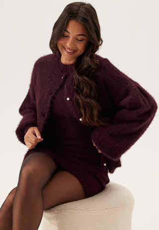 Fluffy Knitted Pearl Cardigan