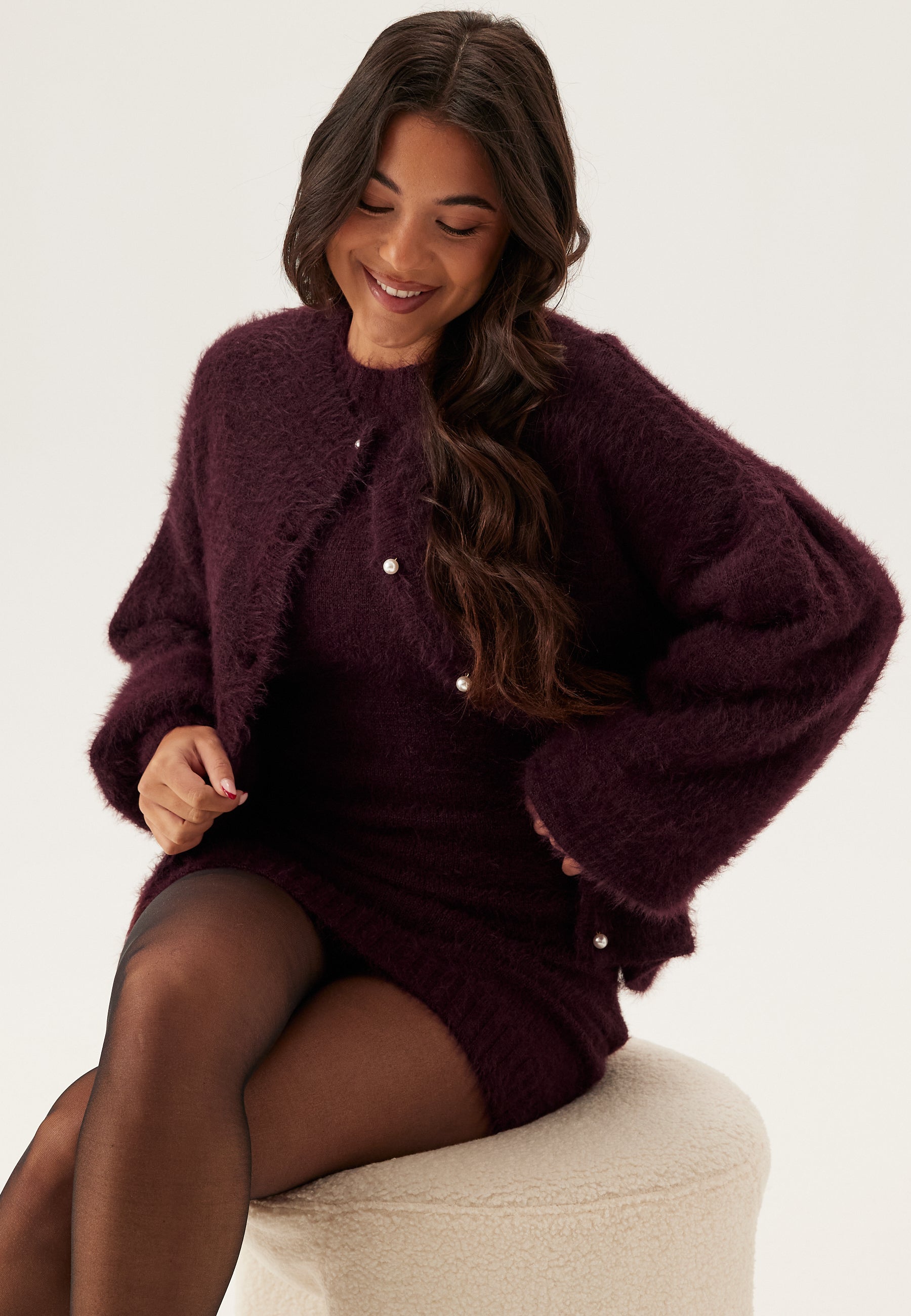 Bubbleroom Fluffy Knitted Short Dress Christmas dresses Red Bubbleroom Fluffy Knitted Short Dress Christmas dresses Red