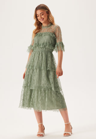 Frill Lace Midi  Dress