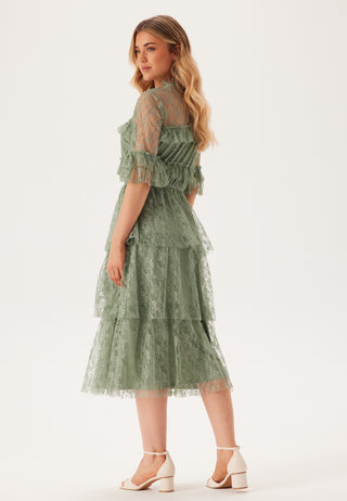 Frill Lace Midi  Dress