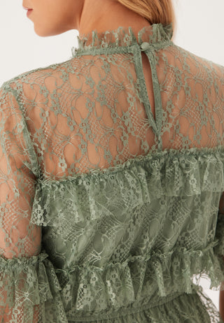 Frill Lace Midi  Dress