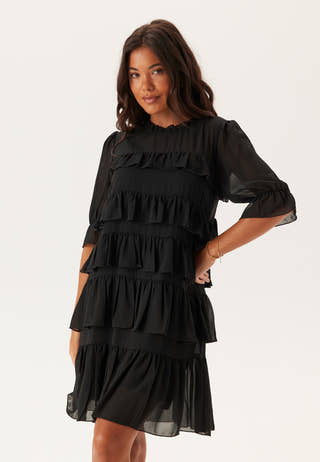 frill short dress boohoo Women's Textured Ruched Frill Skirt Mini Dress
