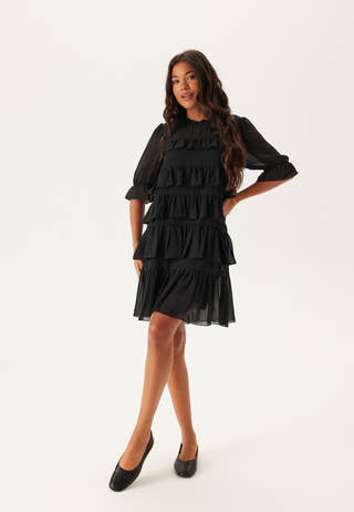 Bubbleroom Frill Short Dress Black Black Bubbleroom Frill Short Dress Black Black