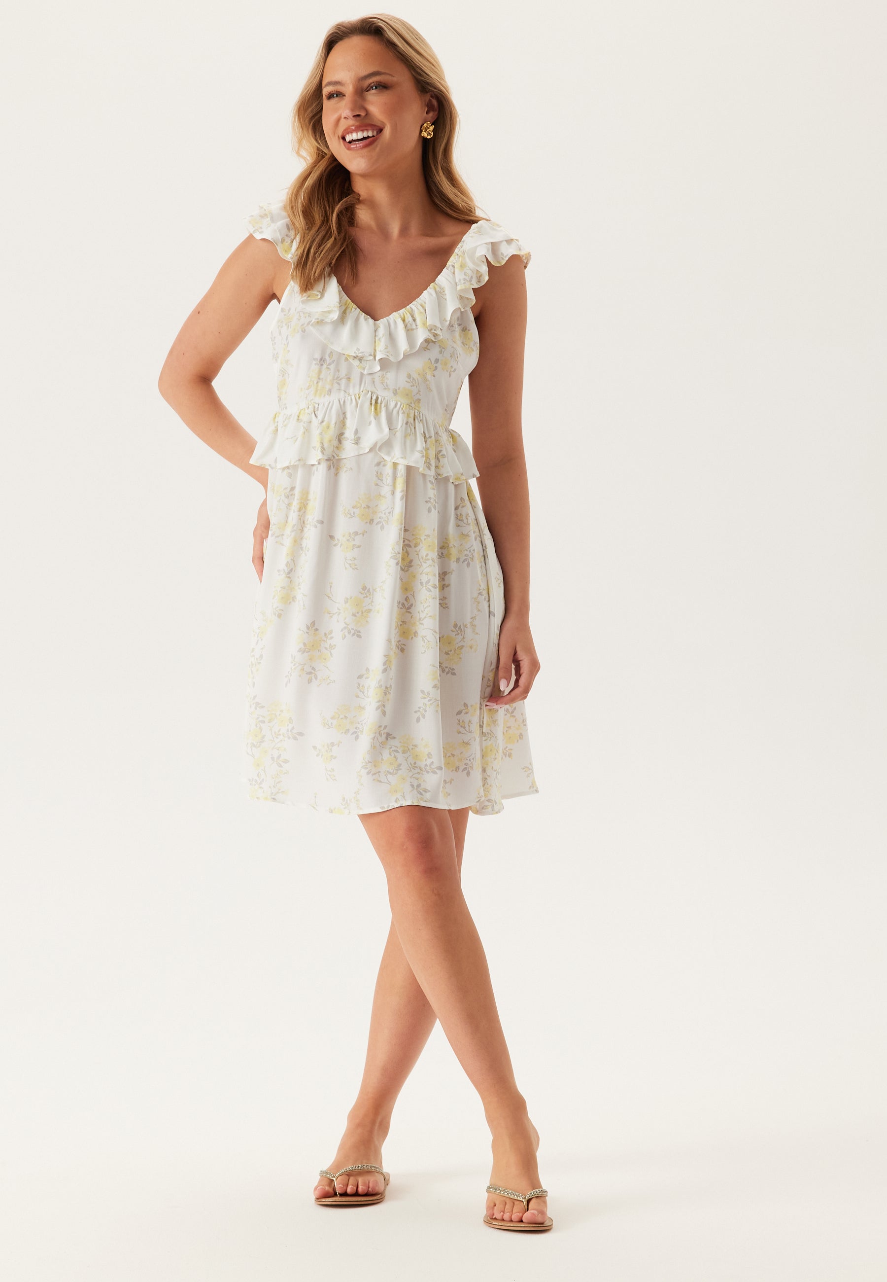 Bubbleroom Frill Viscose Dress Short - Main Image