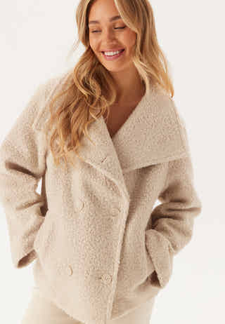 High Neck Short Bouclé Coat