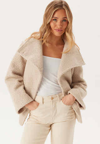 High Neck Short Bouclé Coat