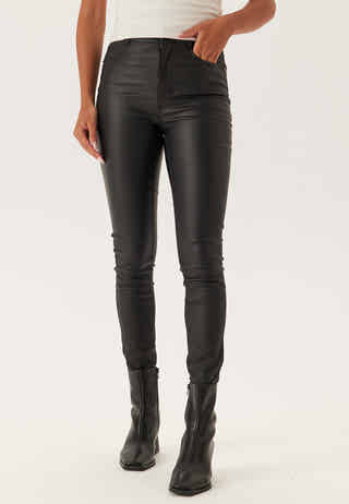 High Waist Slim Coated Jeans