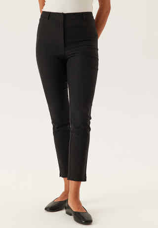 High Waist Stretchy Cropped Slit Trousers