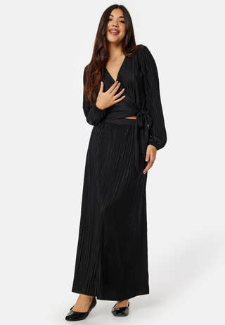 Pleated Long Sleeve Wrap Top