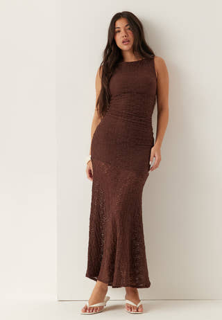 Bubbleroom Lace Maxi Dress Brown Brown Bubbleroom Lace Maxi Dress Brown Brown