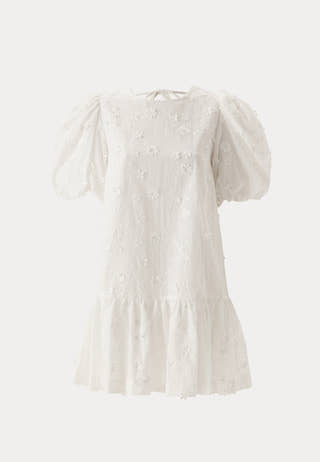 3D Embroidered Puff Sleeve dress