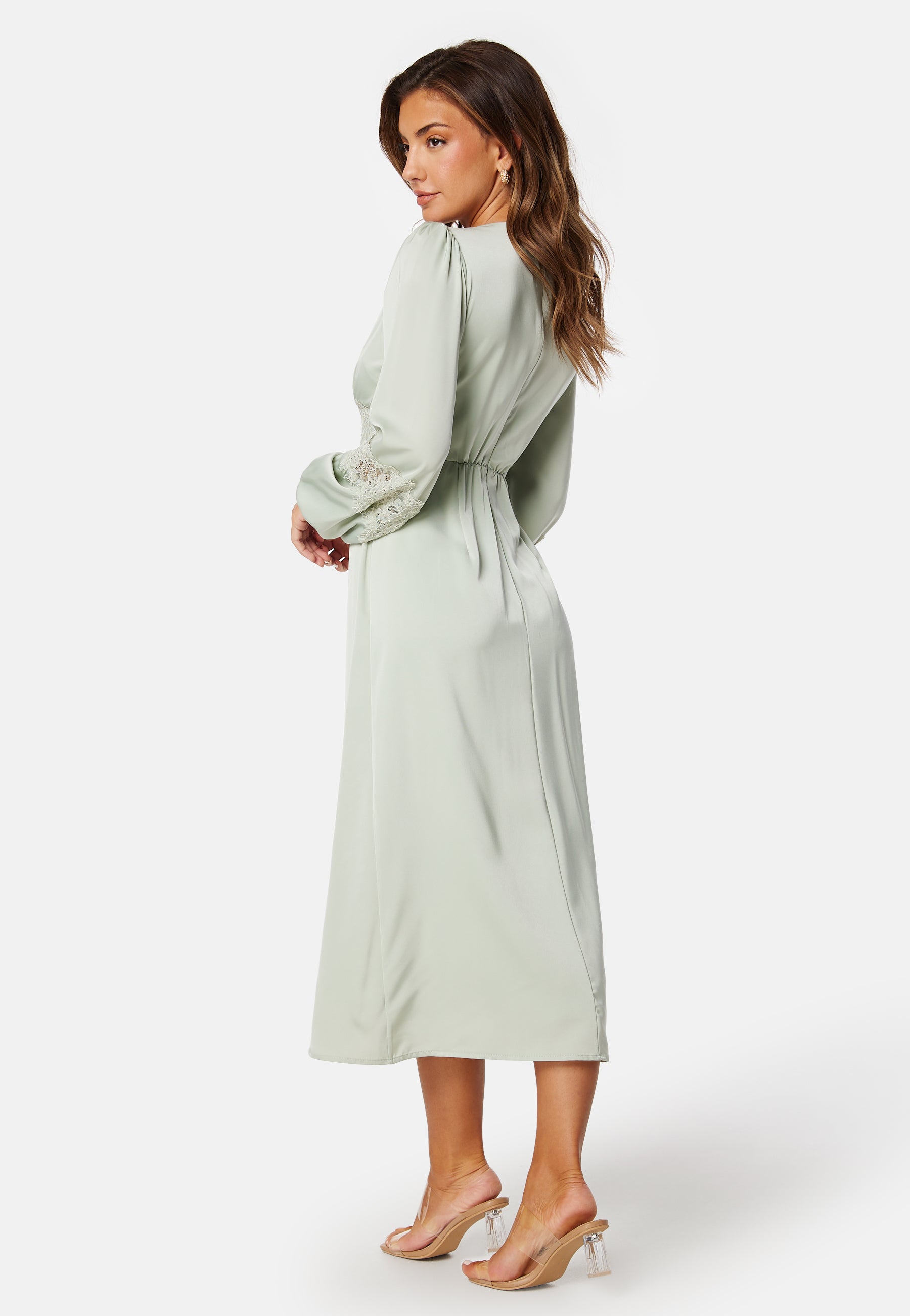 Bubbleroom occasion Satin Midi Dress Dresses Green Bubbleroom occasion Satin Midi Dress Dresses Green