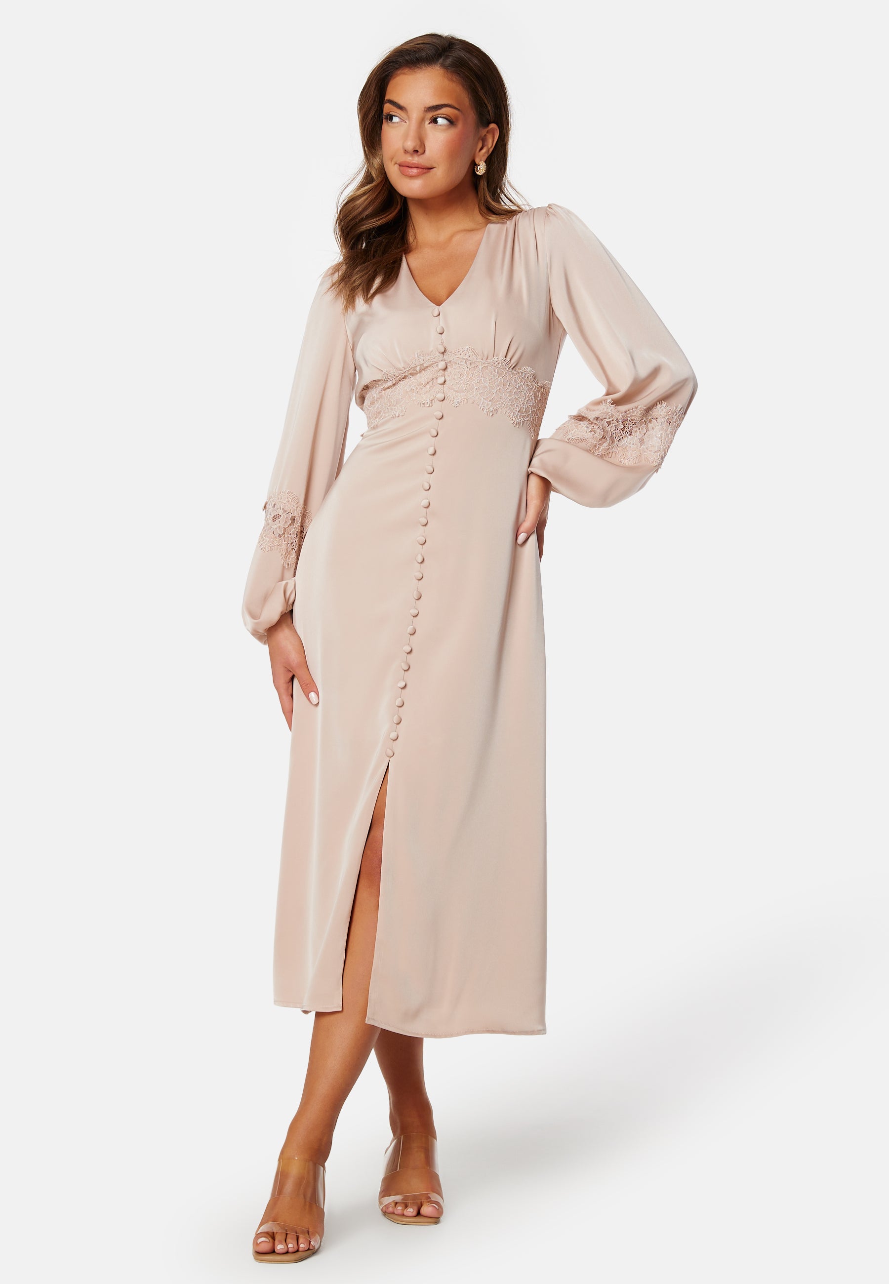 satin midi dress beige NWT ZARA SATIN EFFECT MIDI DRESS champagne/cream lace up strappy back
