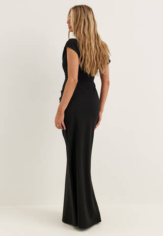 Bubbleroom occasion – Asymmetric Draped Maxi Dress – AW26 – Black