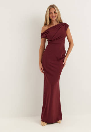 Bubbleroom occasion – Asymmetric Draped Maxi Dress – AW26 – Red