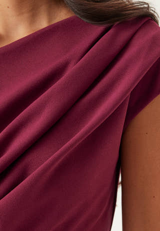 Asymmetric Draped Maxi Dress