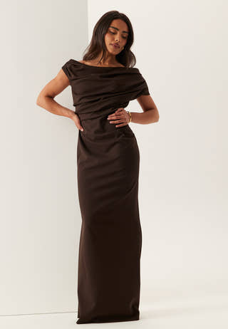 Asymmetric Draped Maxi Dress