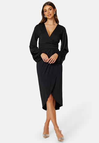 Wrap Stretchy Midi Dress