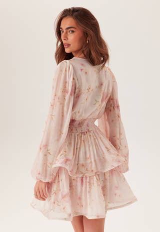 Balloon Sleeve Short Flounce Dress