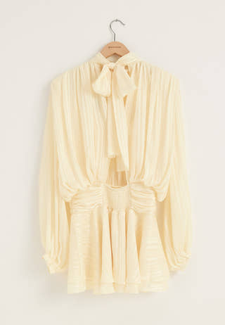 Bow Jacquard Short Dress