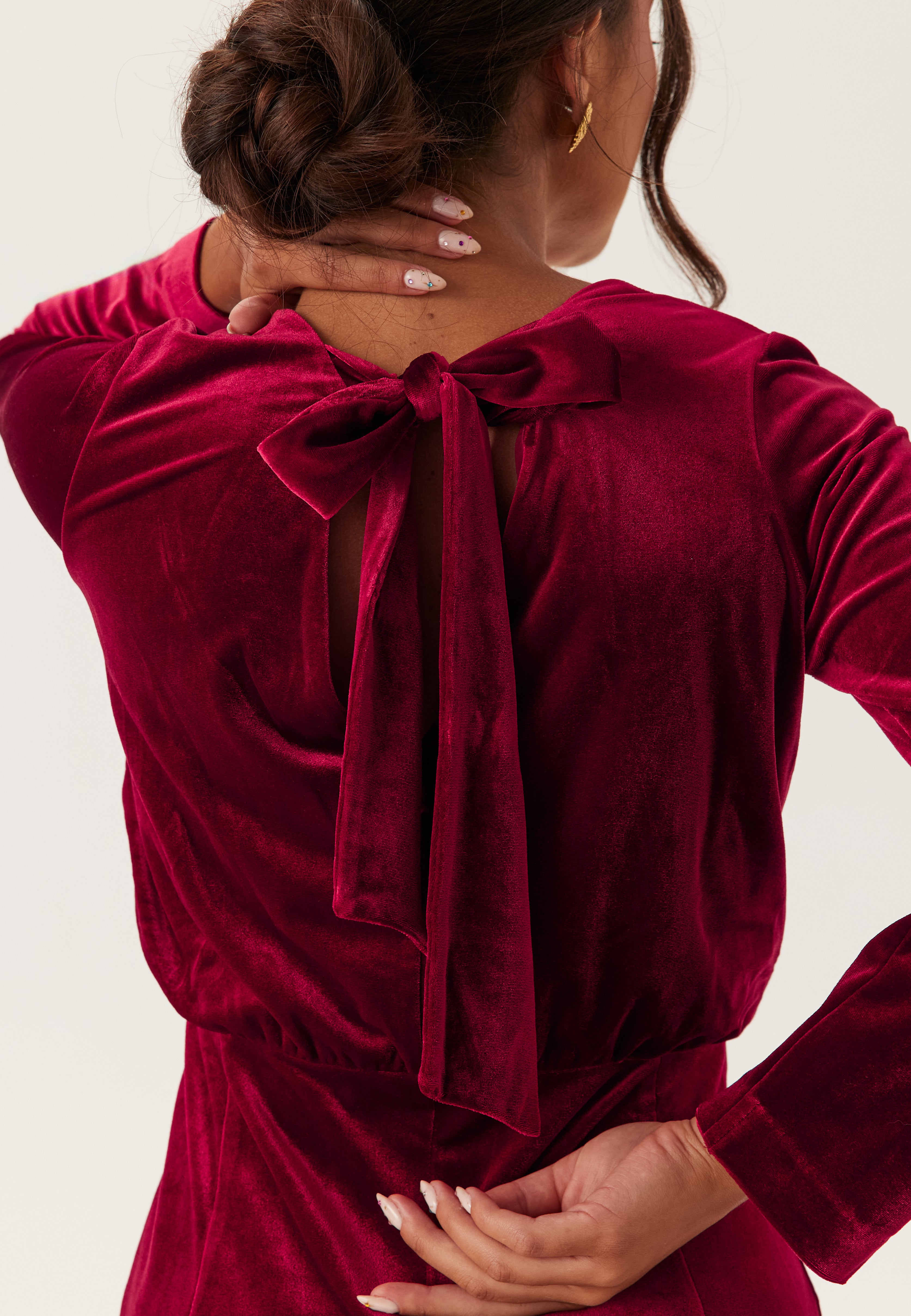 Bubbleroom occasion – Bow Velvet Midi Dress – Christmas dresses – Red Bubbleroom occasion – Bow Velvet Midi Dress – Christmas dresses – Red