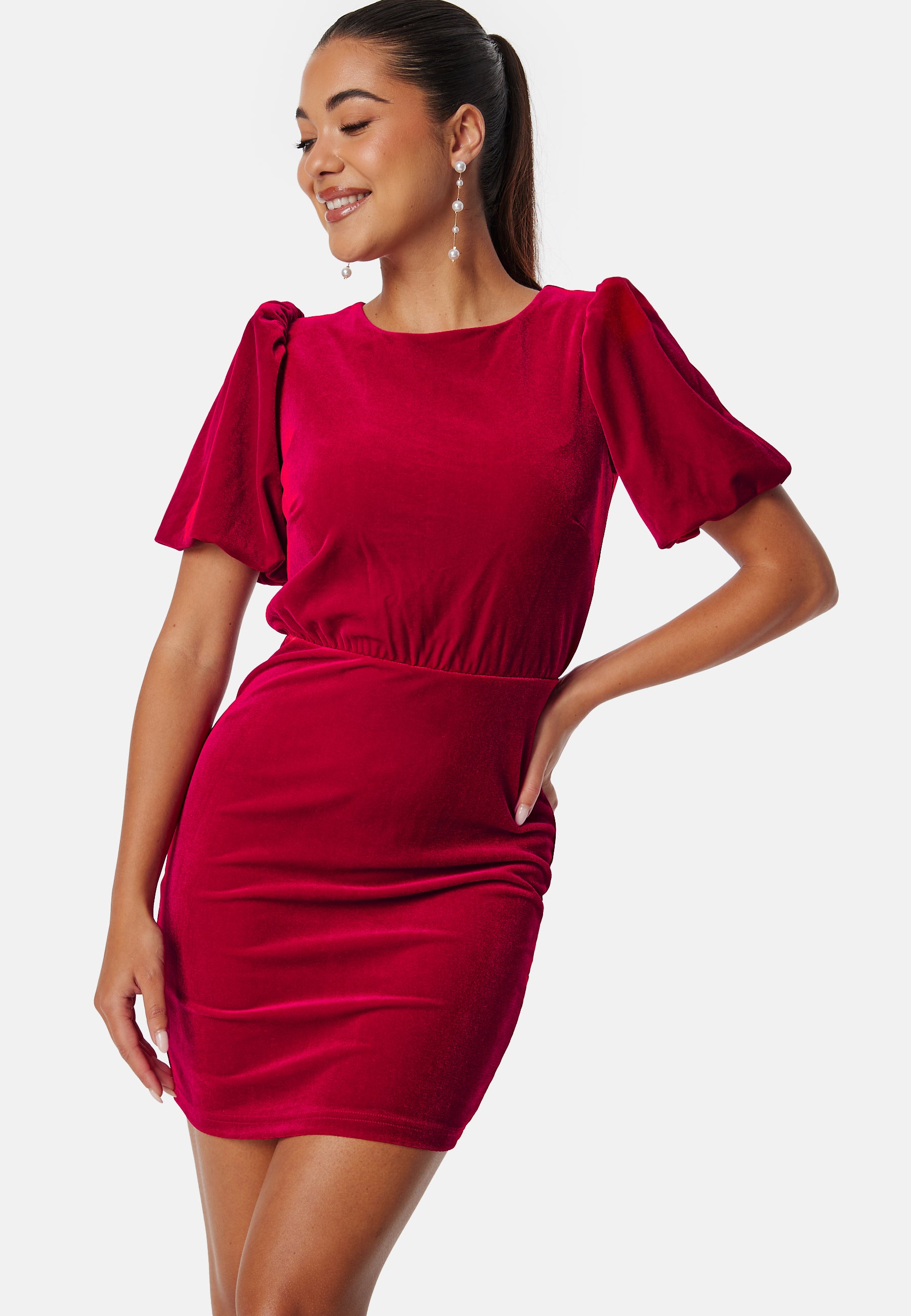 Bubbleroom occasion – Bow Velvet Short Dress – Christmas dresses – Red Bubbleroom occasion – Bow Velvet Short Dress – Christmas dresses – Red