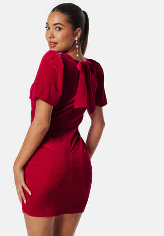 Bow Velvet Short Dress