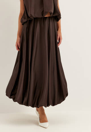 brown bubble skirt dress Velvet Brown Bubble Hem Dress