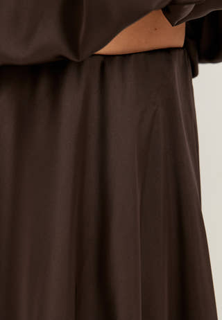 Bubble-Hem Satin Ankle Skirt