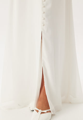 Butterfly Sleeve Button wedding gown