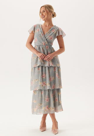 Butterfly Sleeve Flounce Dress