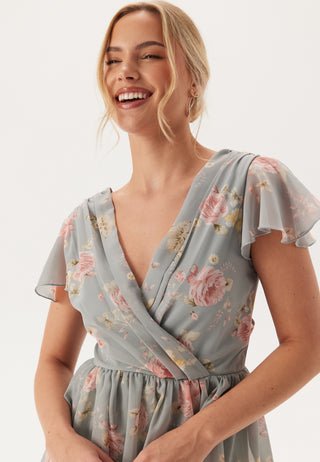 Butterfly Sleeve Flounce Dress