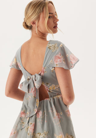 Butterfly Sleeve Flounce Dress
