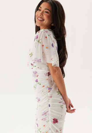 Butterfly Sleeve Mesh Ankle Dress