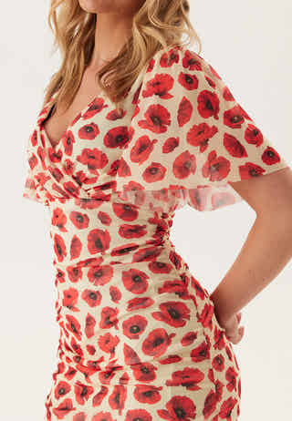 Butterfly Sleeve Mesh Ankle Dress