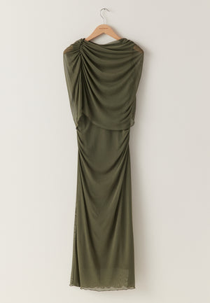 Cape Mesh Ankle Dress