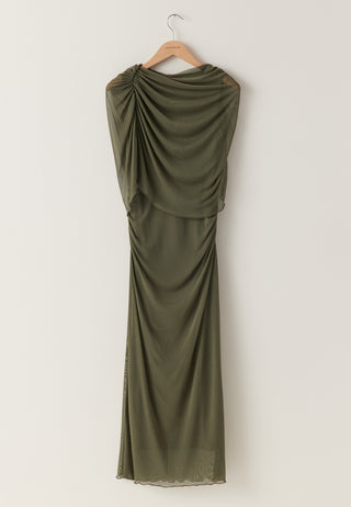 Cape Mesh Ankle Dress