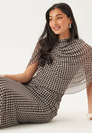 Cape Mesh Ankle Dress