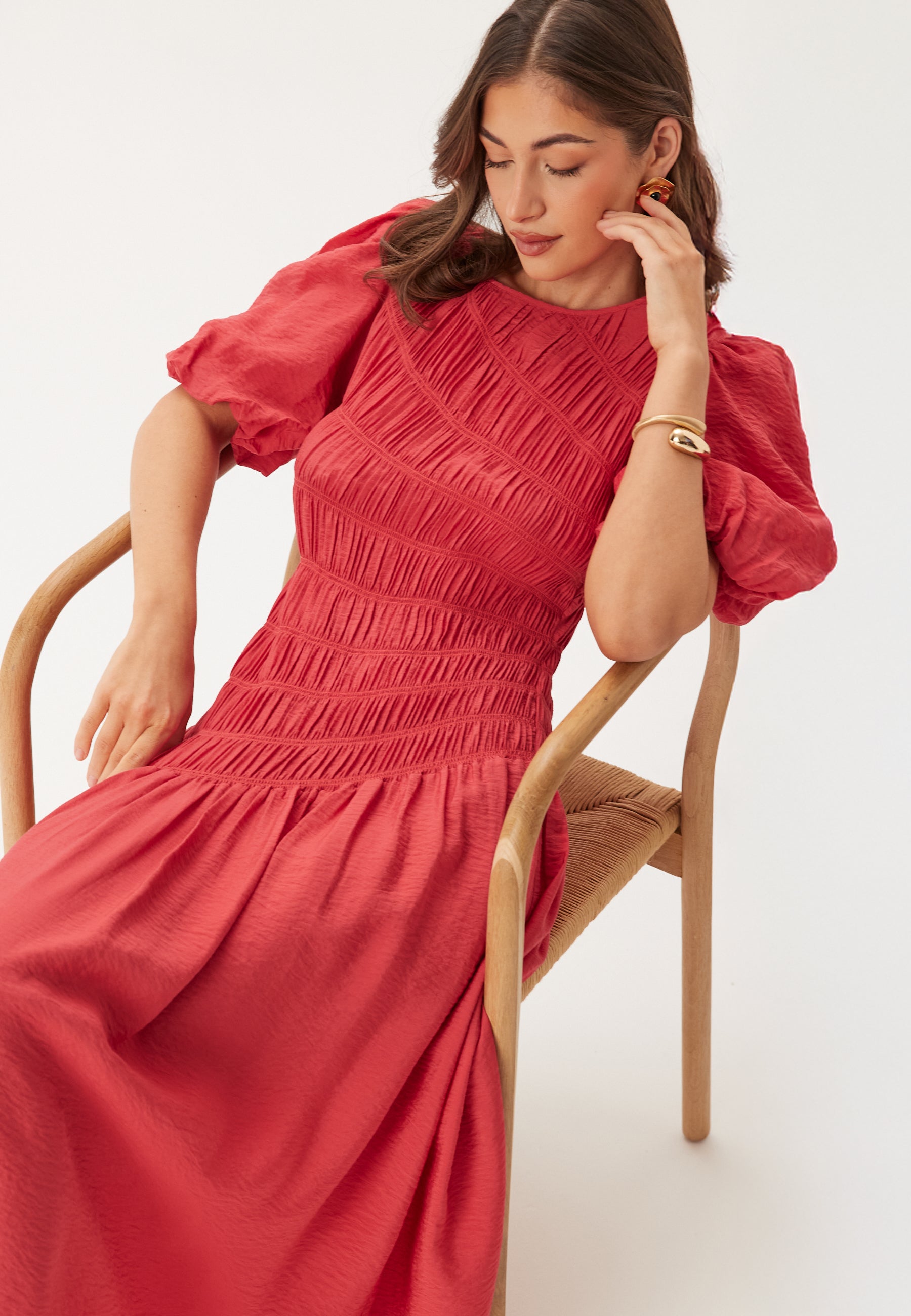 Bubbleroom occasion CC Puff Sleeve Smock Dress Dresses Red Bubbleroom occasion CC Puff Sleeve Smock Dress Dresses Red