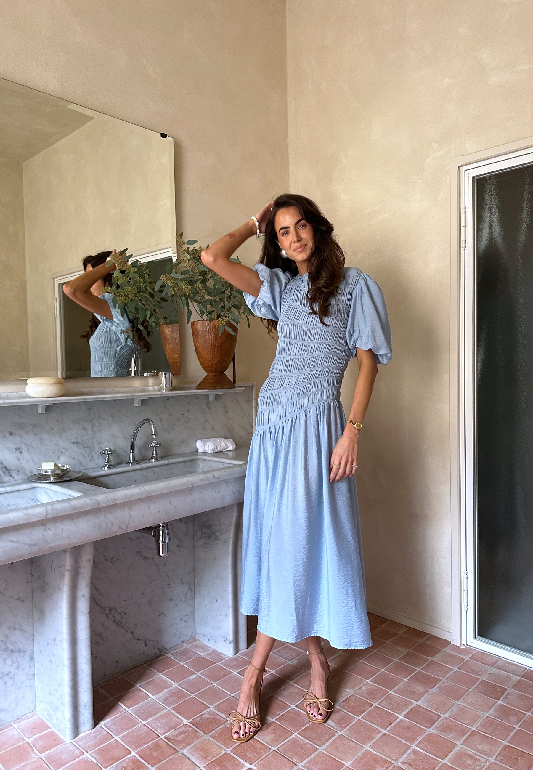 light blue smock dress Cute Light Blue Smocked Maxi Dress | Trendy Women's Dresses