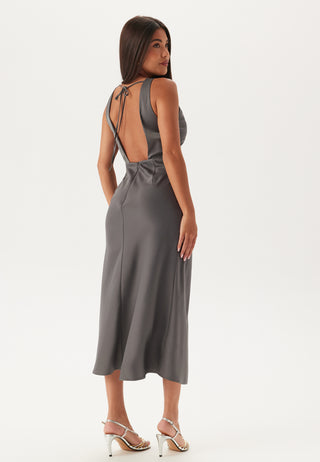 Cowl Neck Satin Midi Dress