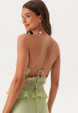 Crochet Waist Flounce Maxi Dress