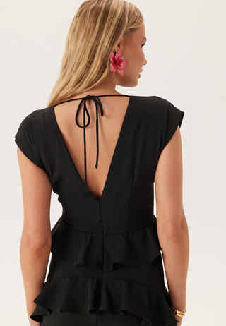 Deep V-Neck Flounce Gown