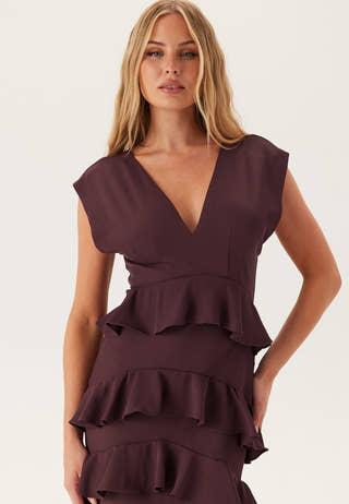 Deep V-Neck Flounce Gown