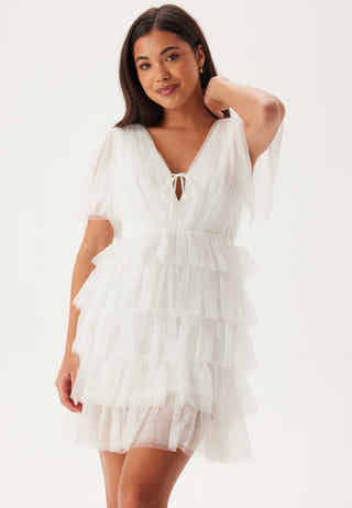 Deep V-neck Tulle Dress