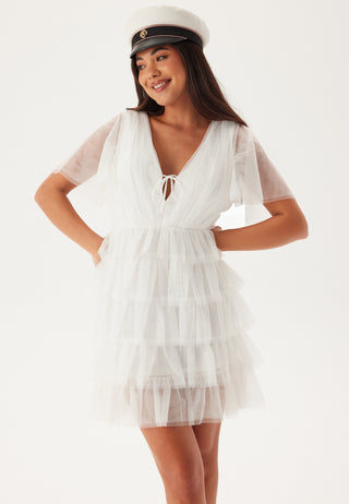 Deep V-neck Tulle Dress