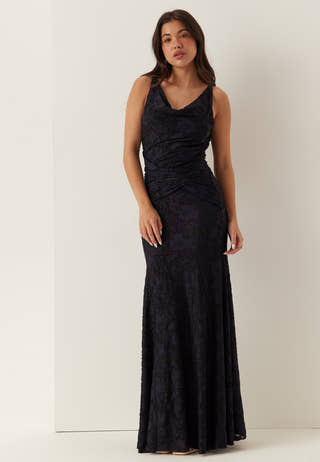 Deep Waterfall Mermaid Gown