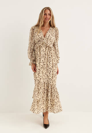 Flounce Chiffon Ankle Dress