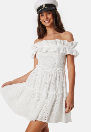 Flounce off shoulder dress